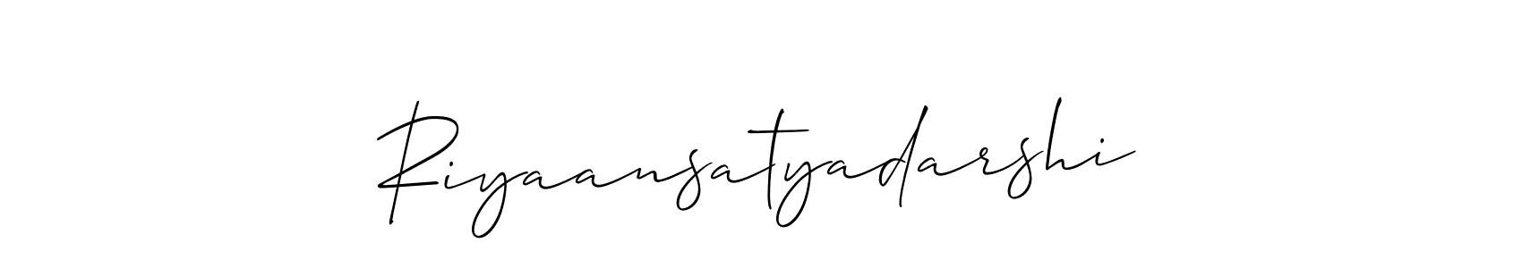 Allison_Script is a professional signature style that is perfect for those who want to add a touch of class to their signature. It is also a great choice for those who want to make their signature more unique. Get Riyaansatyadarshi name to fancy signature for free. Riyaansatyadarshi signature style 2 images and pictures png
