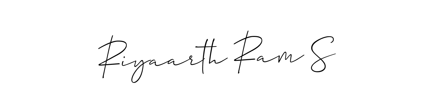 Use a signature maker to create a handwritten signature online. With this signature software, you can design (Allison_Script) your own signature for name Riyaarth Ram S. Riyaarth Ram S signature style 2 images and pictures png