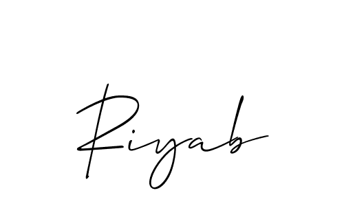 The best way (Allison_Script) to make a short signature is to pick only two or three words in your name. The name Riyab include a total of six letters. For converting this name. Riyab signature style 2 images and pictures png