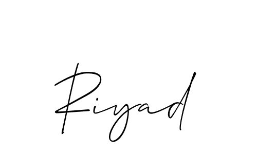 The best way (Allison_Script) to make a short signature is to pick only two or three words in your name. The name Riyad include a total of six letters. For converting this name. Riyad signature style 2 images and pictures png