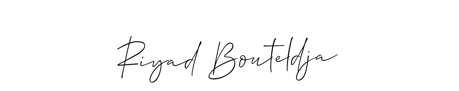 if you are searching for the best signature style for your name Riyad Bouteldja. so please give up your signature search. here we have designed multiple signature styles  using Allison_Script. Riyad Bouteldja signature style 2 images and pictures png