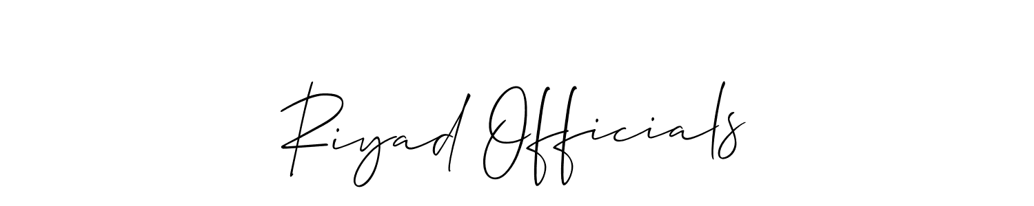 if you are searching for the best signature style for your name Riyad Officials. so please give up your signature search. here we have designed multiple signature styles  using Allison_Script. Riyad Officials signature style 2 images and pictures png