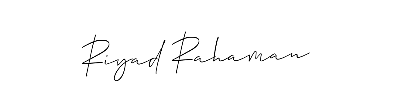 You should practise on your own different ways (Allison_Script) to write your name (Riyad Rahaman) in signature. don't let someone else do it for you. Riyad Rahaman signature style 2 images and pictures png