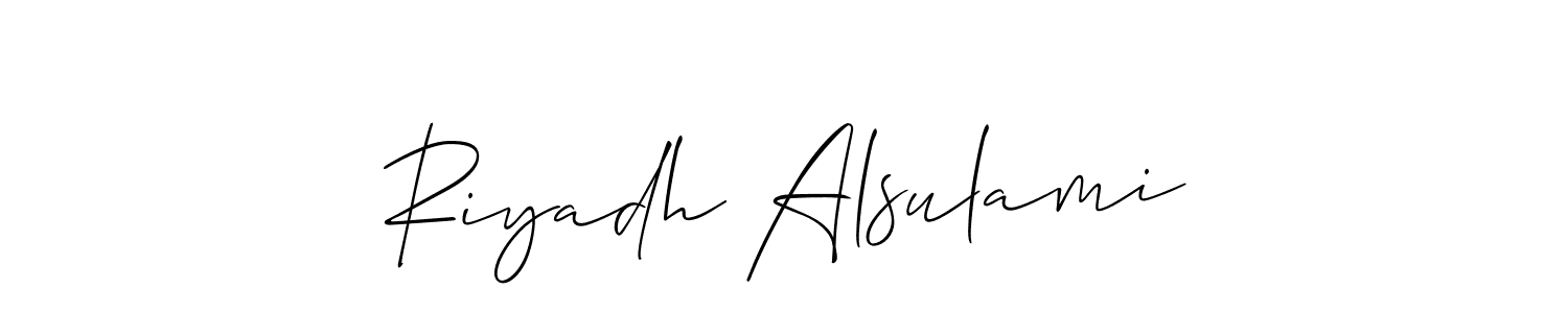 Also You can easily find your signature by using the search form. We will create Riyadh Alsulami name handwritten signature images for you free of cost using Allison_Script sign style. Riyadh Alsulami signature style 2 images and pictures png