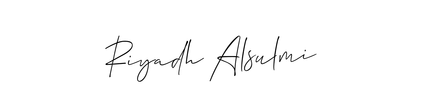 Also we have Riyadh Alsulmi name is the best signature style. Create professional handwritten signature collection using Allison_Script autograph style. Riyadh Alsulmi signature style 2 images and pictures png
