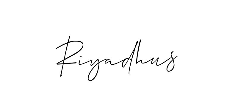 Use a signature maker to create a handwritten signature online. With this signature software, you can design (Allison_Script) your own signature for name Riyadhus. Riyadhus signature style 2 images and pictures png
