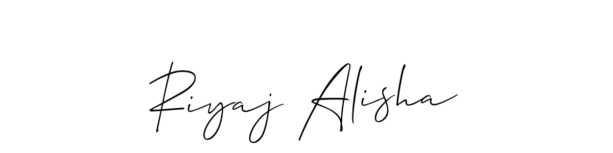 It looks lik you need a new signature style for name Riyaj Alisha. Design unique handwritten (Allison_Script) signature with our free signature maker in just a few clicks. Riyaj Alisha signature style 2 images and pictures png