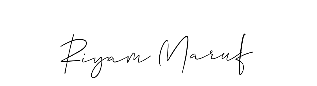 Use a signature maker to create a handwritten signature online. With this signature software, you can design (Allison_Script) your own signature for name Riyam Maruf. Riyam Maruf signature style 2 images and pictures png