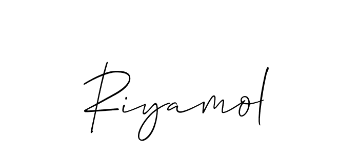 Make a short Riyamol signature style. Manage your documents anywhere anytime using Allison_Script. Create and add eSignatures, submit forms, share and send files easily. Riyamol signature style 2 images and pictures png