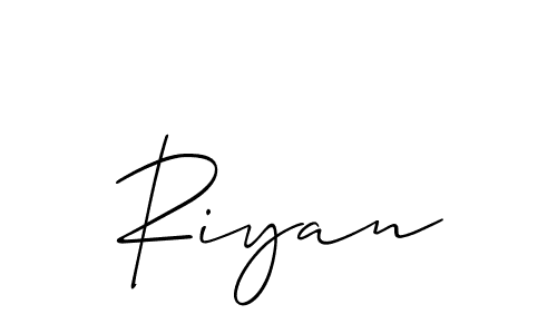 Create a beautiful signature design for name Riyan. With this signature (Allison_Script) fonts, you can make a handwritten signature for free. Riyan signature style 2 images and pictures png
