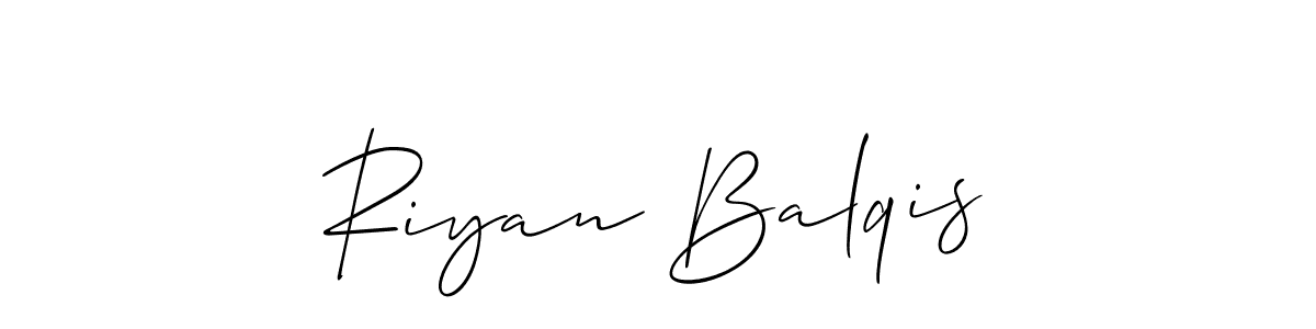Similarly Allison_Script is the best handwritten signature design. Signature creator online .You can use it as an online autograph creator for name Riyan Balqis. Riyan Balqis signature style 2 images and pictures png