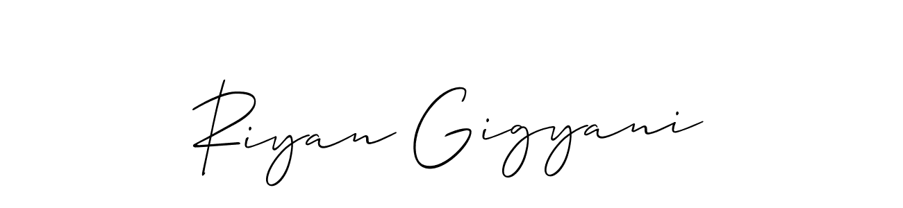 Use a signature maker to create a handwritten signature online. With this signature software, you can design (Allison_Script) your own signature for name Riyan Gigyani. Riyan Gigyani signature style 2 images and pictures png