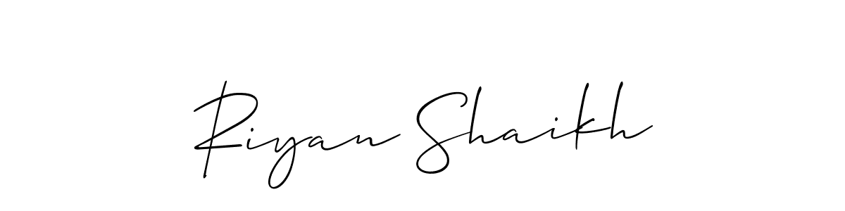 Allison_Script is a professional signature style that is perfect for those who want to add a touch of class to their signature. It is also a great choice for those who want to make their signature more unique. Get Riyan Shaikh name to fancy signature for free. Riyan Shaikh signature style 2 images and pictures png
