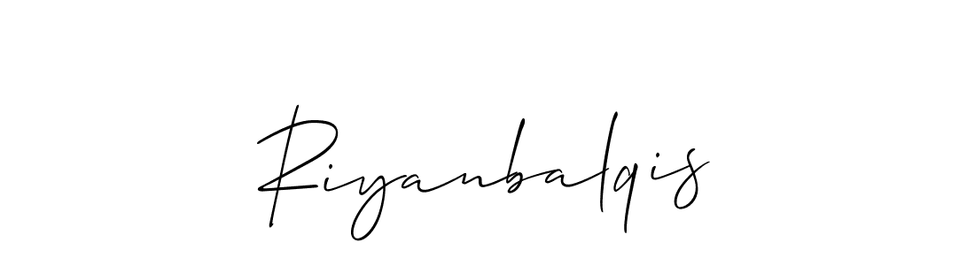 Similarly Allison_Script is the best handwritten signature design. Signature creator online .You can use it as an online autograph creator for name Riyanbalqis. Riyanbalqis signature style 2 images and pictures png