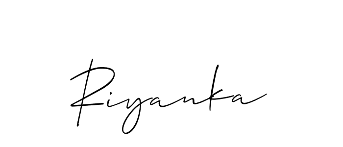 How to make Riyanka signature? Allison_Script is a professional autograph style. Create handwritten signature for Riyanka name. Riyanka signature style 2 images and pictures png