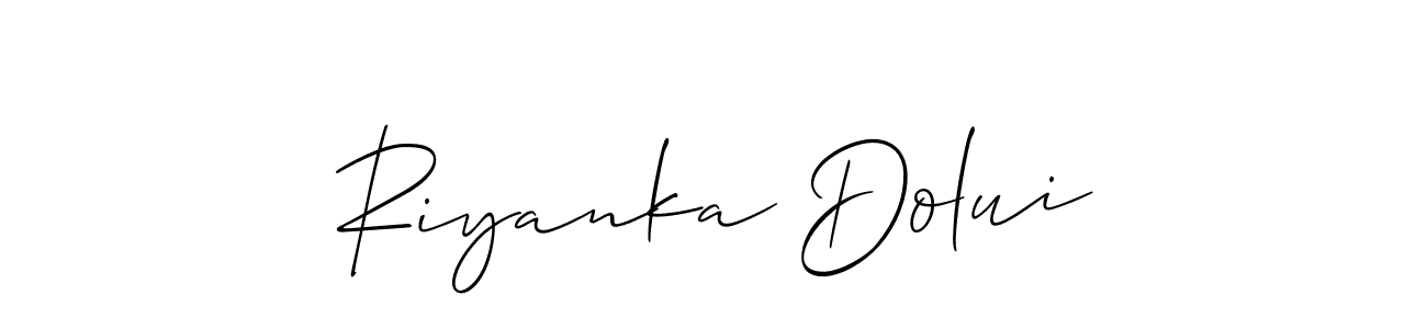 It looks lik you need a new signature style for name Riyanka Dolui. Design unique handwritten (Allison_Script) signature with our free signature maker in just a few clicks. Riyanka Dolui signature style 2 images and pictures png