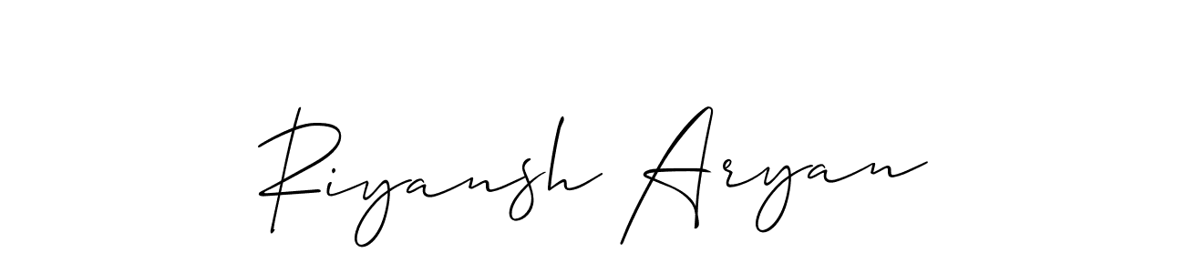 Similarly Allison_Script is the best handwritten signature design. Signature creator online .You can use it as an online autograph creator for name Riyansh Aryan. Riyansh Aryan signature style 2 images and pictures png