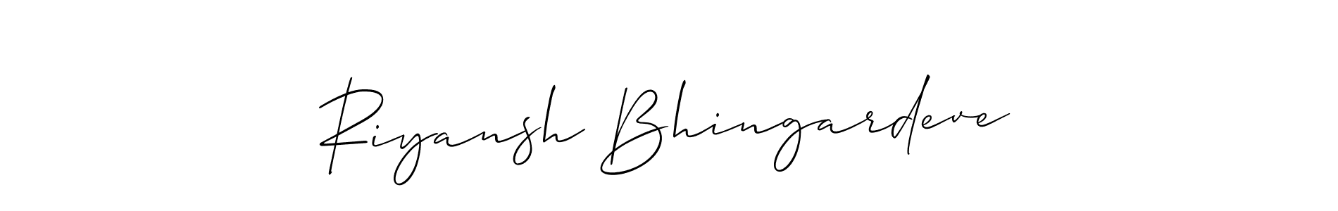 Similarly Allison_Script is the best handwritten signature design. Signature creator online .You can use it as an online autograph creator for name Riyansh Bhingardeve. Riyansh Bhingardeve signature style 2 images and pictures png