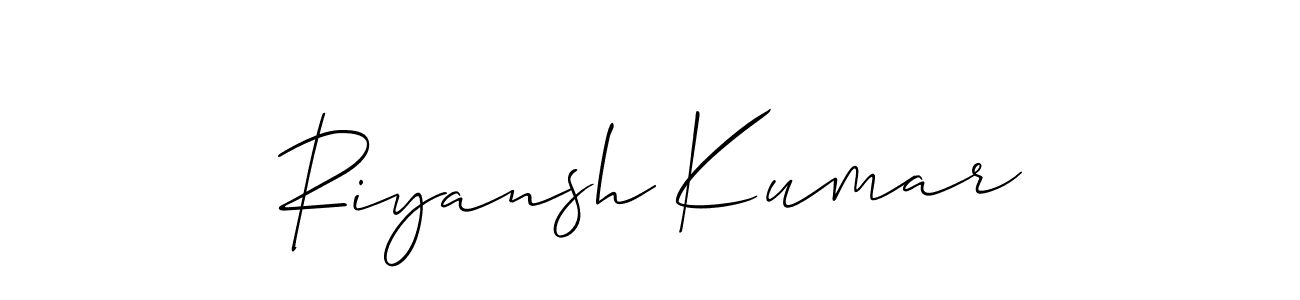 Allison_Script is a professional signature style that is perfect for those who want to add a touch of class to their signature. It is also a great choice for those who want to make their signature more unique. Get Riyansh Kumar name to fancy signature for free. Riyansh Kumar signature style 2 images and pictures png