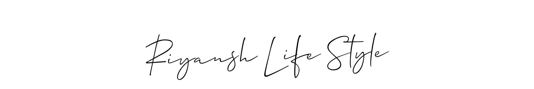 if you are searching for the best signature style for your name Riyansh Life Style. so please give up your signature search. here we have designed multiple signature styles  using Allison_Script. Riyansh Life Style signature style 2 images and pictures png