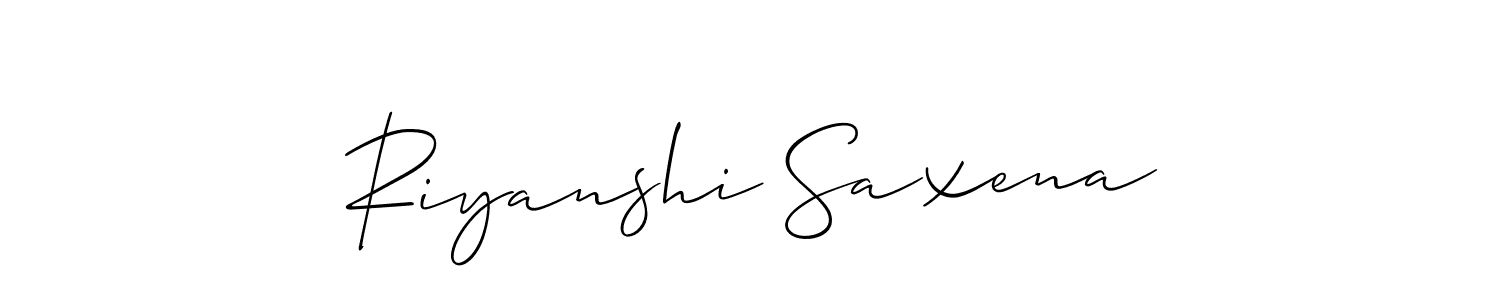 Also we have Riyanshi Saxena name is the best signature style. Create professional handwritten signature collection using Allison_Script autograph style. Riyanshi Saxena signature style 2 images and pictures png