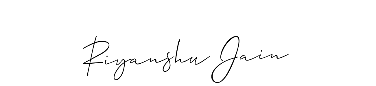 Use a signature maker to create a handwritten signature online. With this signature software, you can design (Allison_Script) your own signature for name Riyanshu Jain. Riyanshu Jain signature style 2 images and pictures png