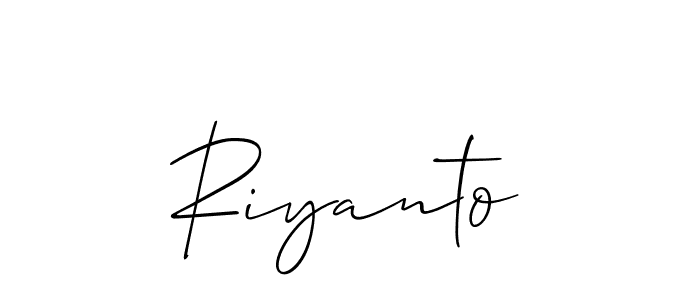 Also You can easily find your signature by using the search form. We will create Riyanto name handwritten signature images for you free of cost using Allison_Script sign style. Riyanto signature style 2 images and pictures png