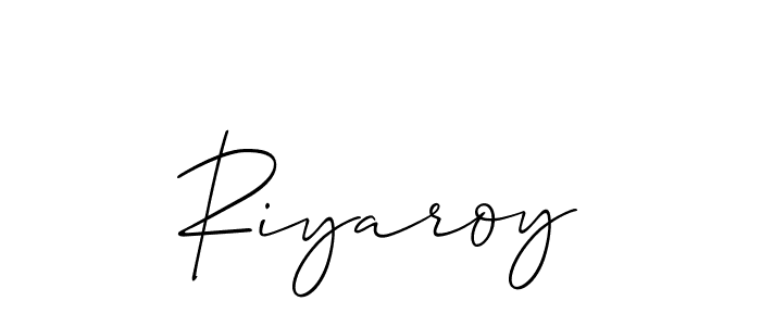 Use a signature maker to create a handwritten signature online. With this signature software, you can design (Allison_Script) your own signature for name Riyaroy. Riyaroy signature style 2 images and pictures png