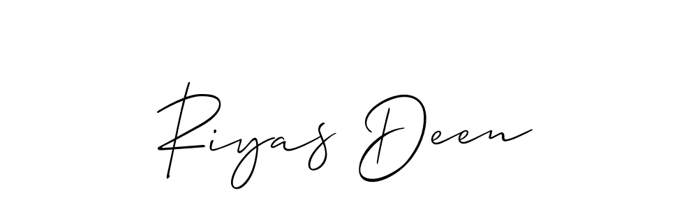 Create a beautiful signature design for name Riyas Deen. With this signature (Allison_Script) fonts, you can make a handwritten signature for free. Riyas Deen signature style 2 images and pictures png