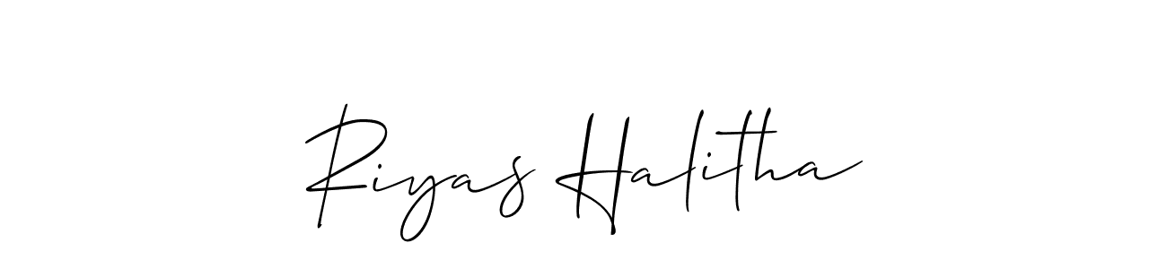 Make a beautiful signature design for name Riyas Halitha. With this signature (Allison_Script) style, you can create a handwritten signature for free. Riyas Halitha signature style 2 images and pictures png