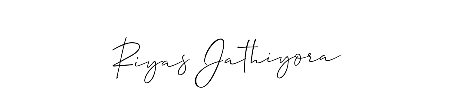 How to make Riyas Jathiyora signature? Allison_Script is a professional autograph style. Create handwritten signature for Riyas Jathiyora name. Riyas Jathiyora signature style 2 images and pictures png