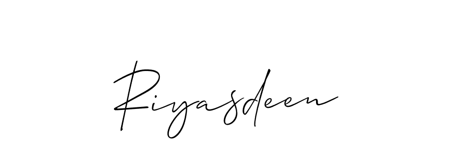 How to make Riyasdeen signature? Allison_Script is a professional autograph style. Create handwritten signature for Riyasdeen name. Riyasdeen signature style 2 images and pictures png