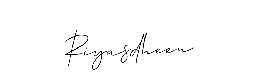 Create a beautiful signature design for name Riyasdheen. With this signature (Allison_Script) fonts, you can make a handwritten signature for free. Riyasdheen signature style 2 images and pictures png