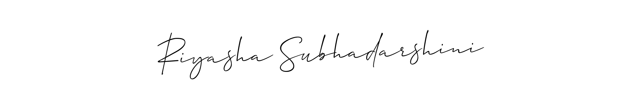 Also we have Riyasha Subhadarshini name is the best signature style. Create professional handwritten signature collection using Allison_Script autograph style. Riyasha Subhadarshini signature style 2 images and pictures png