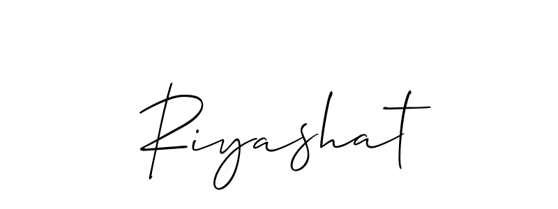 Use a signature maker to create a handwritten signature online. With this signature software, you can design (Allison_Script) your own signature for name Riyashat. Riyashat signature style 2 images and pictures png