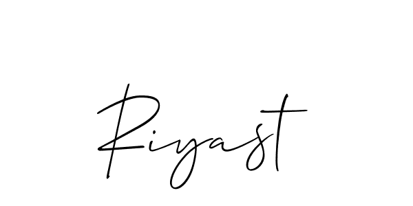 Design your own signature with our free online signature maker. With this signature software, you can create a handwritten (Allison_Script) signature for name Riyast. Riyast signature style 2 images and pictures png