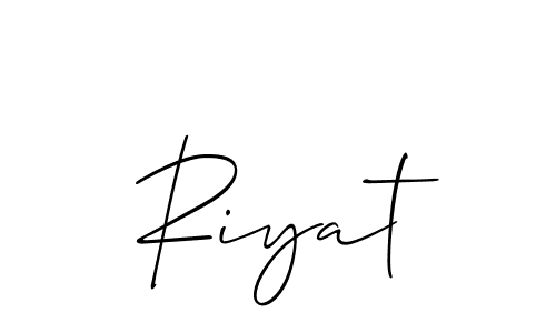 Design your own signature with our free online signature maker. With this signature software, you can create a handwritten (Allison_Script) signature for name Riyat. Riyat signature style 2 images and pictures png