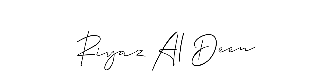 Create a beautiful signature design for name Riyaz Al Deen. With this signature (Allison_Script) fonts, you can make a handwritten signature for free. Riyaz Al Deen signature style 2 images and pictures png