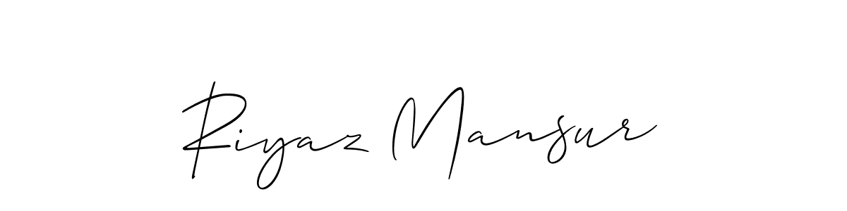 How to make Riyaz Mansur name signature. Use Allison_Script style for creating short signs online. This is the latest handwritten sign. Riyaz Mansur signature style 2 images and pictures png