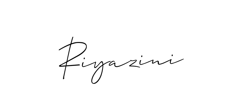 The best way (Allison_Script) to make a short signature is to pick only two or three words in your name. The name Riyazini include a total of six letters. For converting this name. Riyazini signature style 2 images and pictures png