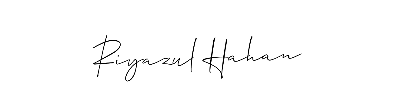 Similarly Allison_Script is the best handwritten signature design. Signature creator online .You can use it as an online autograph creator for name Riyazul Hahan. Riyazul Hahan signature style 2 images and pictures png