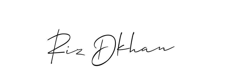 Allison_Script is a professional signature style that is perfect for those who want to add a touch of class to their signature. It is also a great choice for those who want to make their signature more unique. Get Riz Dkhan name to fancy signature for free. Riz Dkhan signature style 2 images and pictures png