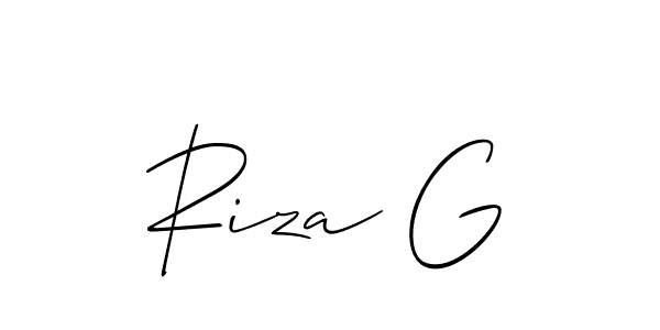 if you are searching for the best signature style for your name Riza G. so please give up your signature search. here we have designed multiple signature styles  using Allison_Script. Riza G signature style 2 images and pictures png