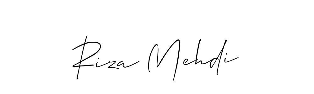 How to make Riza Mehdi name signature. Use Allison_Script style for creating short signs online. This is the latest handwritten sign. Riza Mehdi signature style 2 images and pictures png