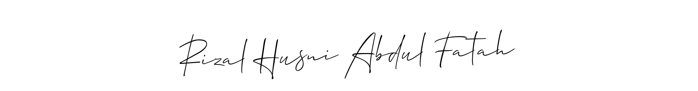 Make a beautiful signature design for name Rizal Husni Abdul Fatah. With this signature (Allison_Script) style, you can create a handwritten signature for free. Rizal Husni Abdul Fatah signature style 2 images and pictures png