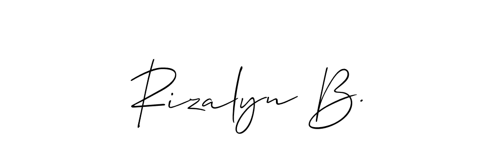 if you are searching for the best signature style for your name Rizalyn B.. so please give up your signature search. here we have designed multiple signature styles  using Allison_Script. Rizalyn B. signature style 2 images and pictures png