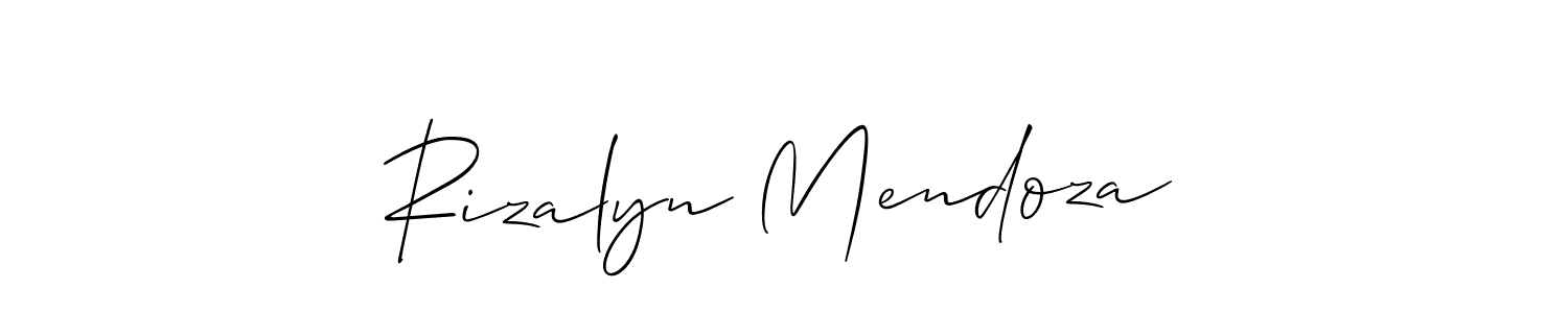 Use a signature maker to create a handwritten signature online. With this signature software, you can design (Allison_Script) your own signature for name Rizalyn Mendoza. Rizalyn Mendoza signature style 2 images and pictures png
