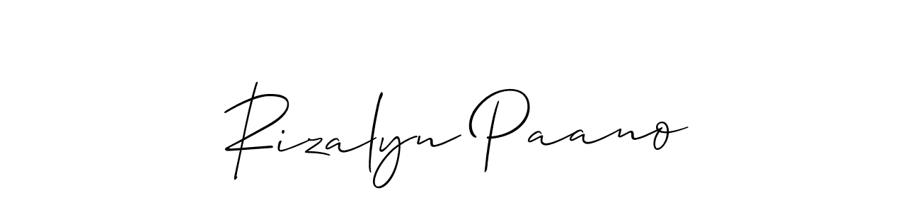 How to make Rizalyn Paano name signature. Use Allison_Script style for creating short signs online. This is the latest handwritten sign. Rizalyn Paano signature style 2 images and pictures png