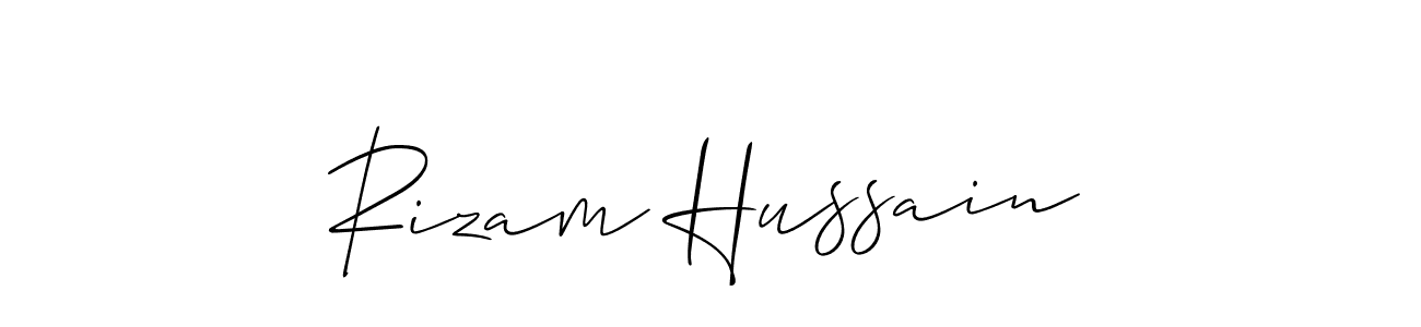 You should practise on your own different ways (Allison_Script) to write your name (Rizam Hussain) in signature. don't let someone else do it for you. Rizam Hussain signature style 2 images and pictures png