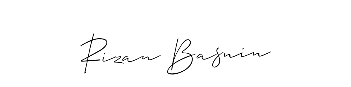 How to make Rizan Basnin signature? Allison_Script is a professional autograph style. Create handwritten signature for Rizan Basnin name. Rizan Basnin signature style 2 images and pictures png